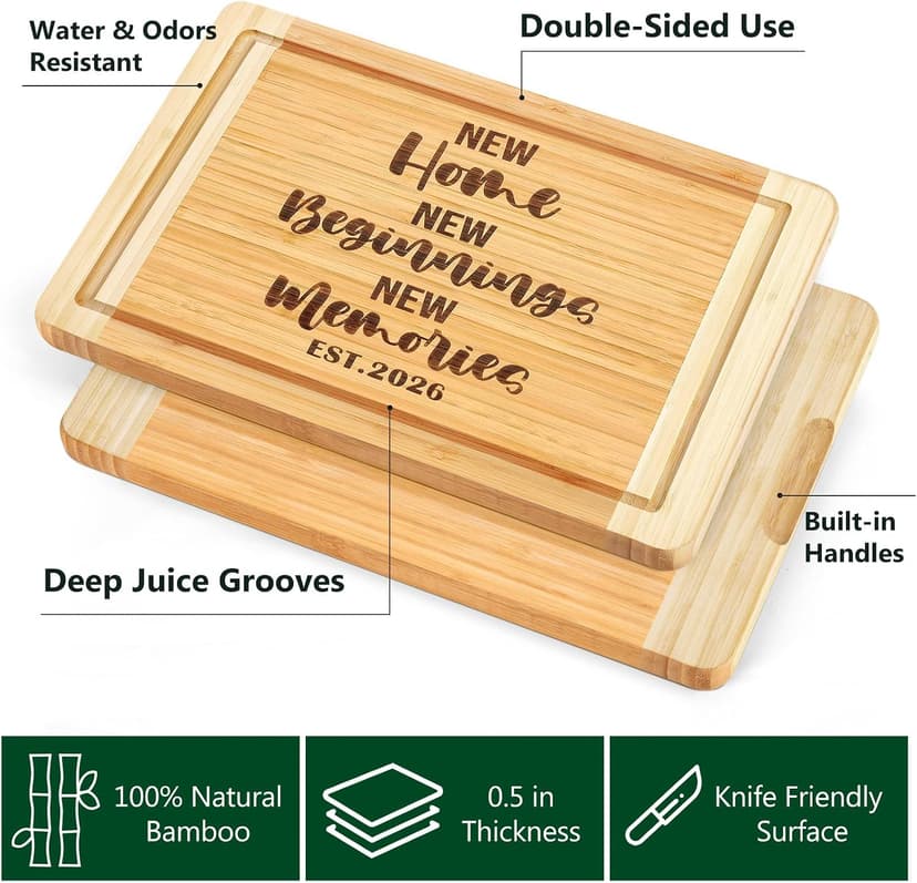 New Beginnings Gifts for Women Men Couple New Homeowner Closing New Apartment Essentials New Memories House Warming Gift New Home 2026,Engraved Cutting Board New Home Gift Ideas B0DS43P1D8