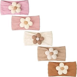 CÉLLOT 5 Pcs Baby Flower Headbands Baby Girls Nylon Headbands Soft Hairbands Hair Accessories for Newborn Infant Toddler Kids