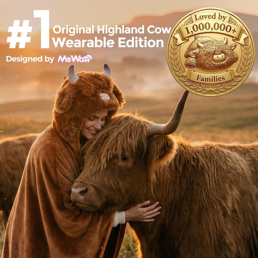 Full-Body Coverage, Hands-Free Design, Phone Pocket, For Home, Camping & Lounging, Birthday Gifts for Women & Animal Lovers Mewaii Highland Cow Gifts Wearable Blanket Hoodie Soft Highland Cow Blanket B0CGRGNP6W
