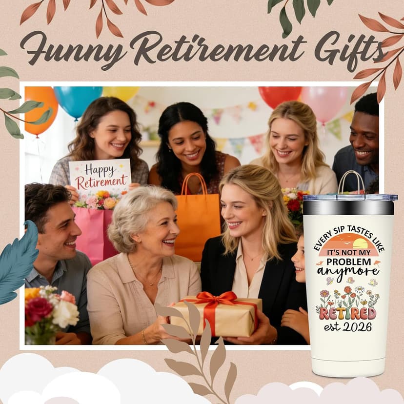 Happy Retirement Gifts for Coworker, Teachers, Nurse, Friends, Family - Every Sip Tastes Like It's Not My Problem Anymore Grifarny Retirement Gift for Woman 2026 - Retirement Tumbler Cup 20 oz B0GVDQD9N9