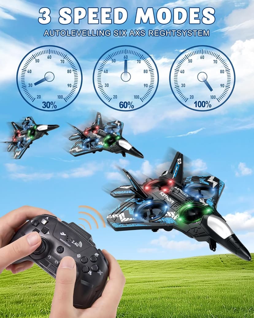 JoyRapt Drones for Kids Form RC Plane, Remote Control Airplane, Aircrafts Toys for Boys, Jet Helicopter Drones with LED Lights 360° Flip, Gifts for 6 8 10 Year Old Boys, 2 Rechargeable Batteries