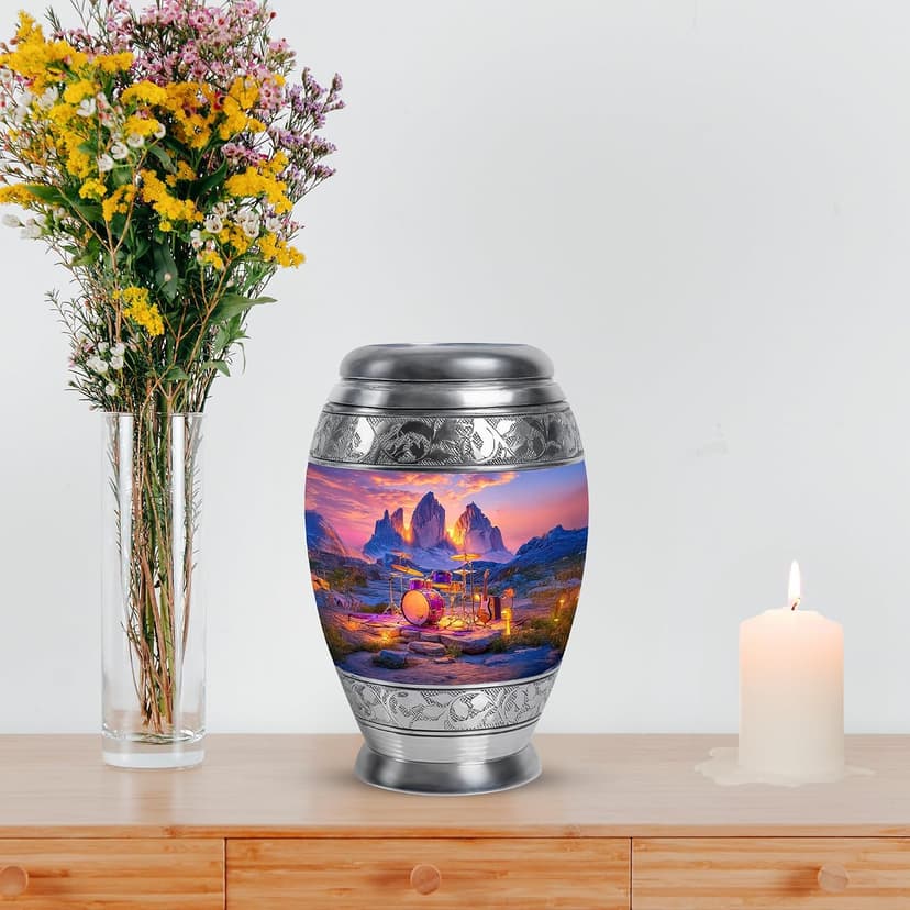 Drums Memorial Keepsake Cremation Urns for Human Ashes, Blue Burial Small Urn for Adult Male & Female Ashes, Burial Ash Holder for Mom, Remembrance Gift for Loss of Mom & Dad (3 Inch) B0FJYF53PZ