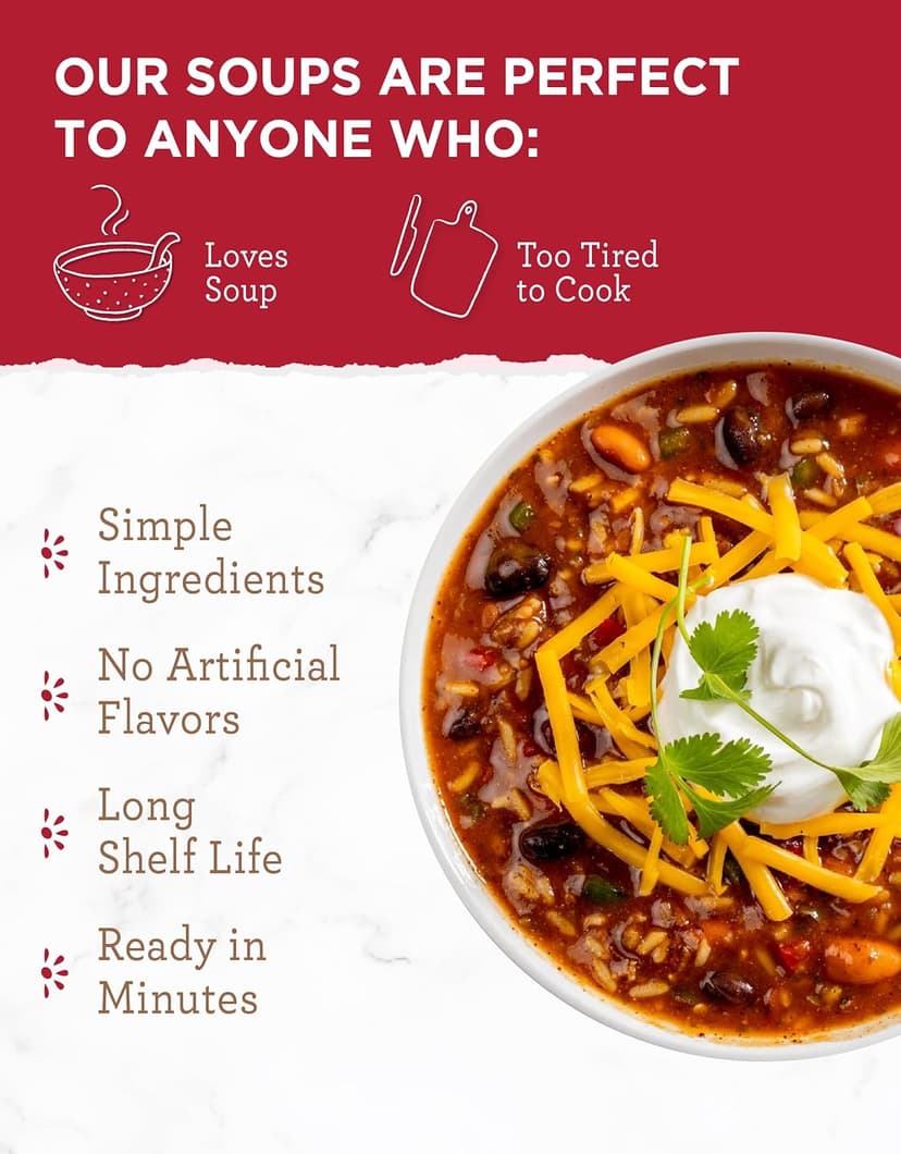 READYWISE - Simple Kitchen, Soup Sampler, Variety Pack, 8 Servings Per Pouch, Soup Mix, Family Size, MRE, Gluten Free, Freeze Dried Food, Ready To Eat Meals, Hiking & Backpacking Food, Soup for Family, Pack of 5