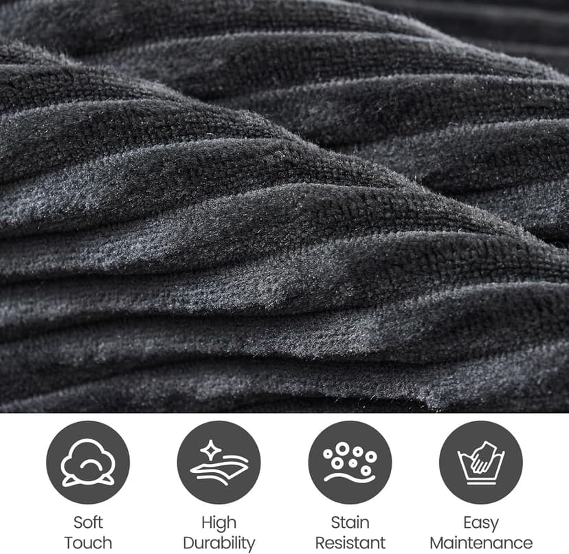 Bean Bag Chairs for Teens, 3FT Bean Bag with Memory Foam Filling, Bean Bag Chairs with Plush Microfiber Removable Cover, Cozy Sofa for Reading, Gaming- Black