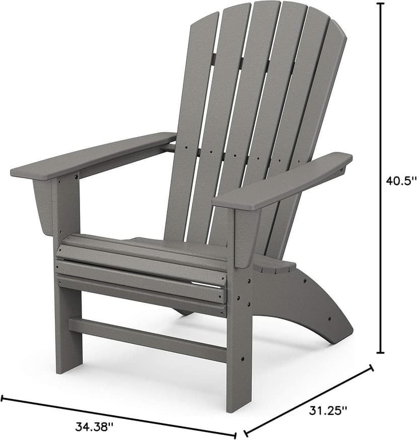 Polywood Nautical Curveback Adirondack Chair, HDPE Outdoor Patio Furniture for Deck, Pool, Garden, Made in USA