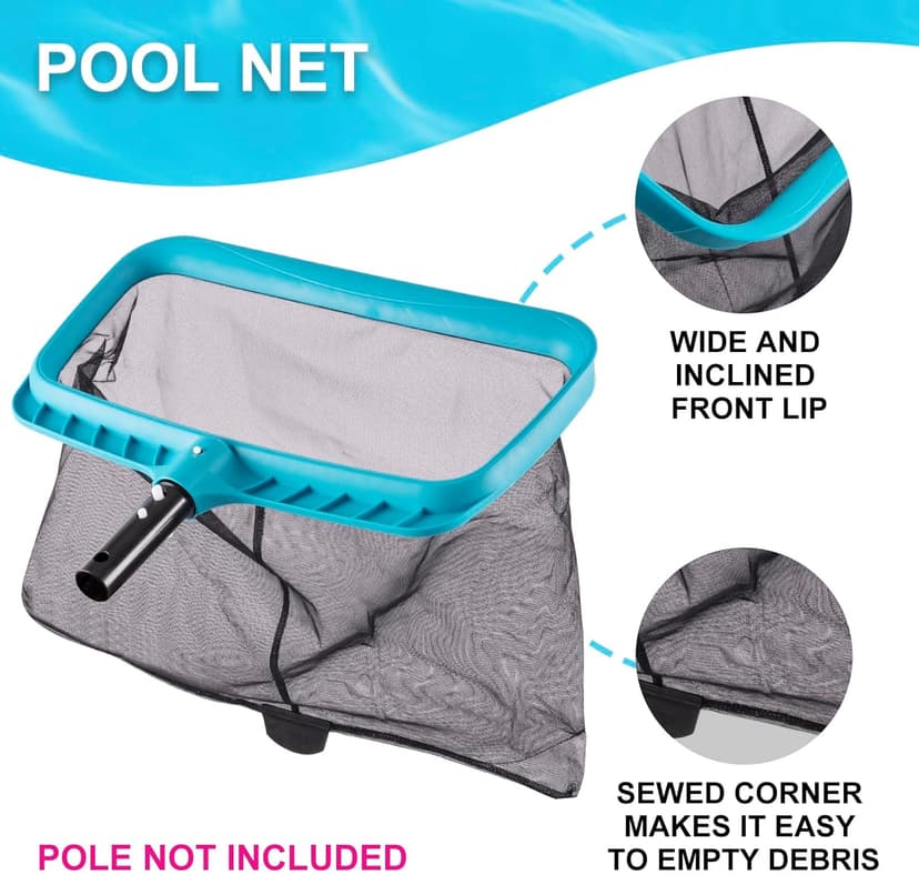 Sepetrel Deluxe Swimming Pool Cleaning Kit Including 2 Brush Heads, 2 Pool Skimmer Nets(NO Pole)