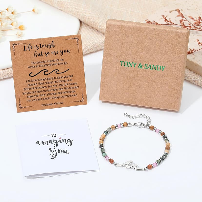TONY & SANDY Friend Gifts for Women, Unique Birthday Gifts for Women, Sister Gift from Sister, Wave Bracelet, Christmas Stocking Stuffers for Woman Female, Bestie Friendship Bracelets B0FLY2BQWX