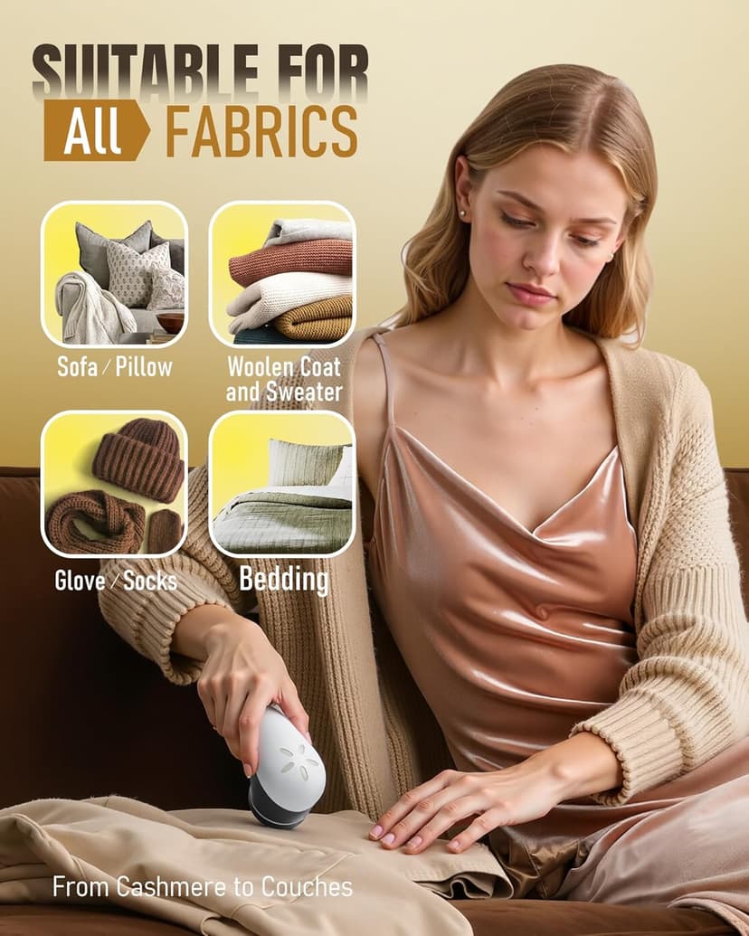 POPCHOSE Fabric Shaver, Lint Remover for Clothes, Battery Operated Lint Shaver with 6-Leaf Blades, Sweater Shavers to Remove Pilling for Clothing, Couch, Furniture, Fuzz, Lint Ball, Pillings