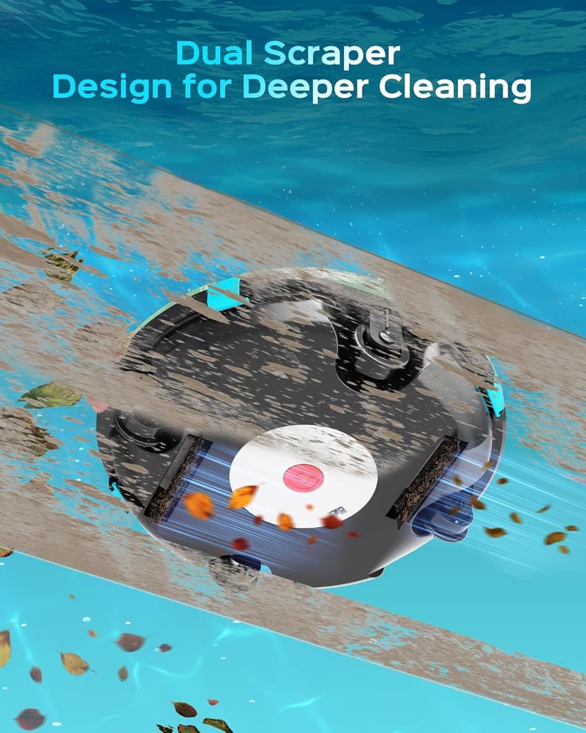 (2026 Upgrade) Cordless Robotic Pool Cleaner, Lasts 80 Min, Automatic Vacuum for Above-Ground Pools up to 650 Sq.ft, Portable, Self-Parking, Transparent Green