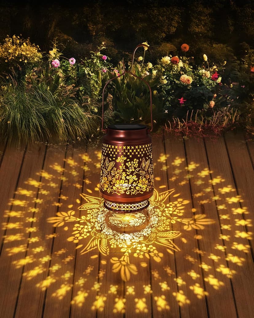 Christmas Gifts for Women, Hummingbird Solar Lanterns Outdoor Waterproof, Garden Decor Birthday Gifts for Women Mom Grandma Sister, Metal Hanging Solar Lights Outside Decorative for Backyard Patio