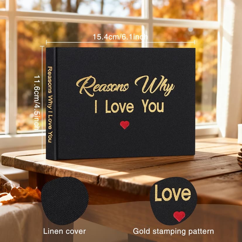 Artmag What I Love about You Fabric Book, Fill-in-the-Blank Love Journal Book for Couples Husband Wife Him Her Birthday Christmas Gifts Stocking Stuffer (Black) B0FNDNP2N3