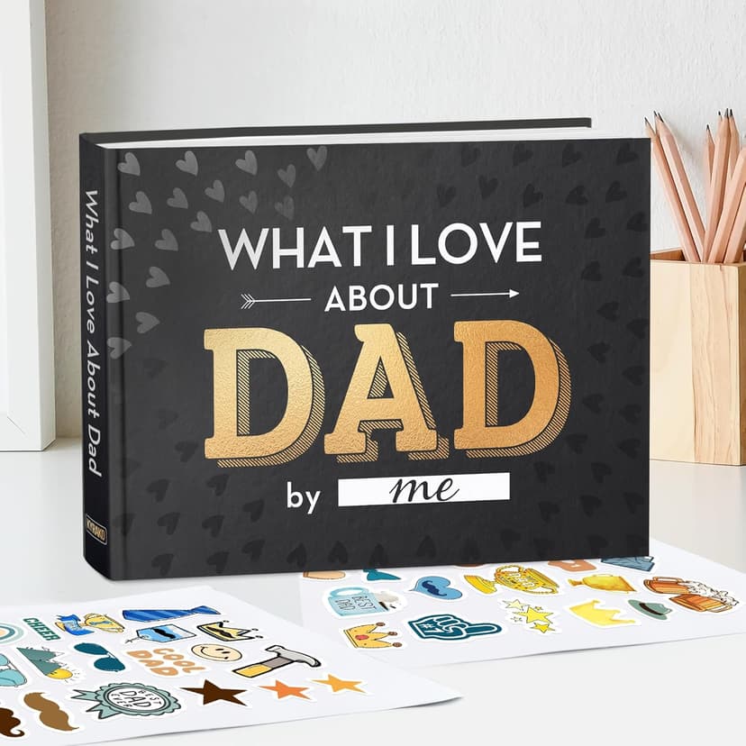 What I Love about Dad Book, Fill-in-the-Blank Book for Dad - Father's day Gifts for Dad from Daughter, Son, Kids - Birthday Gifts for Dad, Dad Birthday Gifts - Dad Christmas Gifts, Stocking Stuffer