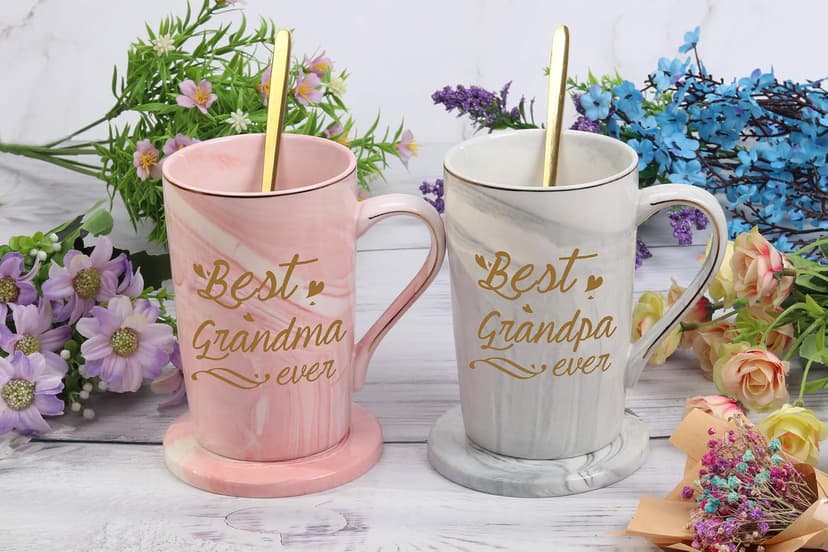 Best Grandma Grandpa Ever Mug Best Grandparents Mugs New Grandparents Mugs Birthday Mothers Day Gifts for Grandma and Grandpa from Granddaughter Grandson Grandchildren Grandkids 14 Ounce Gift Box