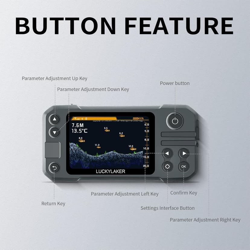 LUCKY Kayak Portable Fish Finder Transducer Wireless Sonar Fish Finders Boat Rechargeable Handheld Fish Depth Finder Fishing MT-202