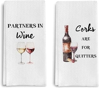 Funny Wine Kitchen Towel Set, Decor Gifts for Women & Wine Lovers, Funny Tea Towels, 2 x 16x24 Inch B0D7LD8TWX