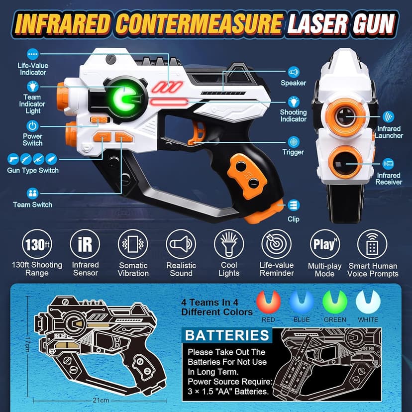 Laser Tag, 2 Lazer Toy Gun of Projector with Digital LED Score Display, Gifts for Kids, Teens, Adults, Shooting Battle Games with 3 Targets, Birthday Gift Toys for 6 7 8 9 10 11 12+Year Old Boys Girls