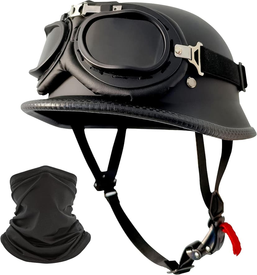 German Style Skull Cap Adult Men Women Half Shell Helmet, DOT Approved Retro Half Face Helmet for Cruiser Scooter Chopper (XXL)