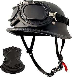 German Style Skull Cap Adult Men Women Half Shell Helmet, DOT Approved Retro Half Face Helmet for Cruiser Scooter Chopper (XXL)