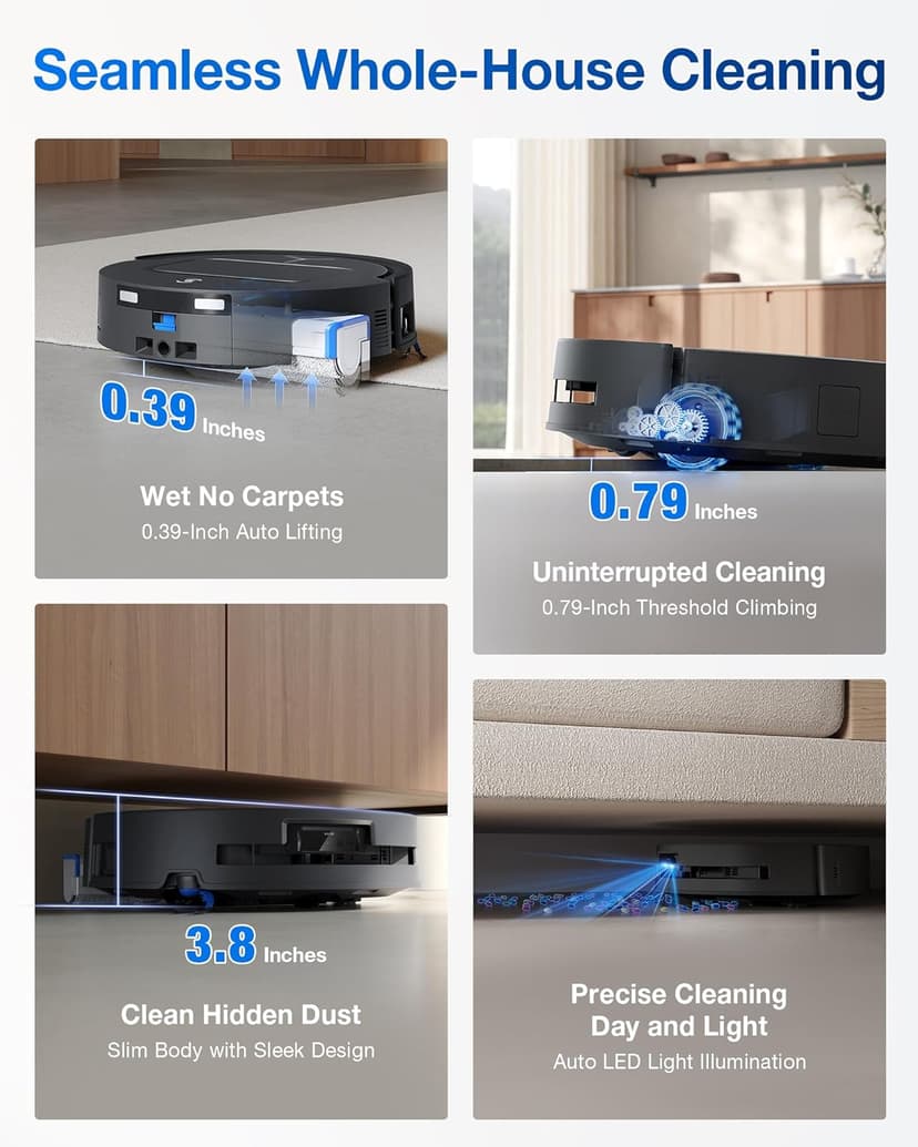 ECOVACS DEEBOT T80 Omni Robot Vacuum and Mop, 18,000Pa Suction, OZMO Roller Mop with TruEdge, Zero-Tangle Brush, AI Navigation, All-in-One Station