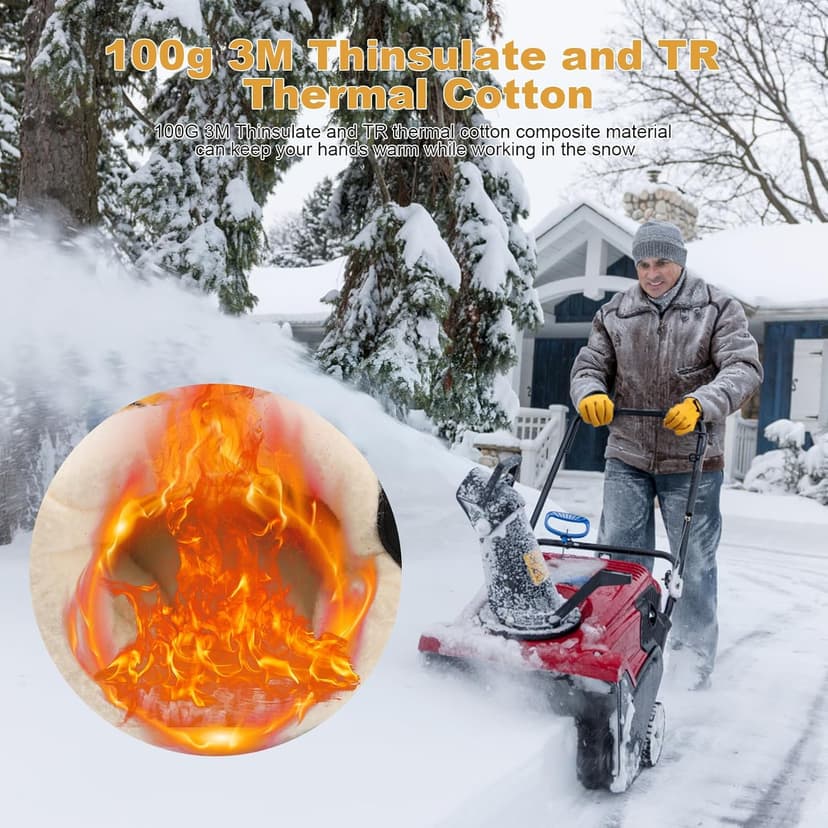 SLARMOR Mens Winter Leather Work Gloves, Warm Thinsulate Lining for Cold Weather Work, Thermal Insulated Work Gloves with Leather Palm,100 gram Insulation-L