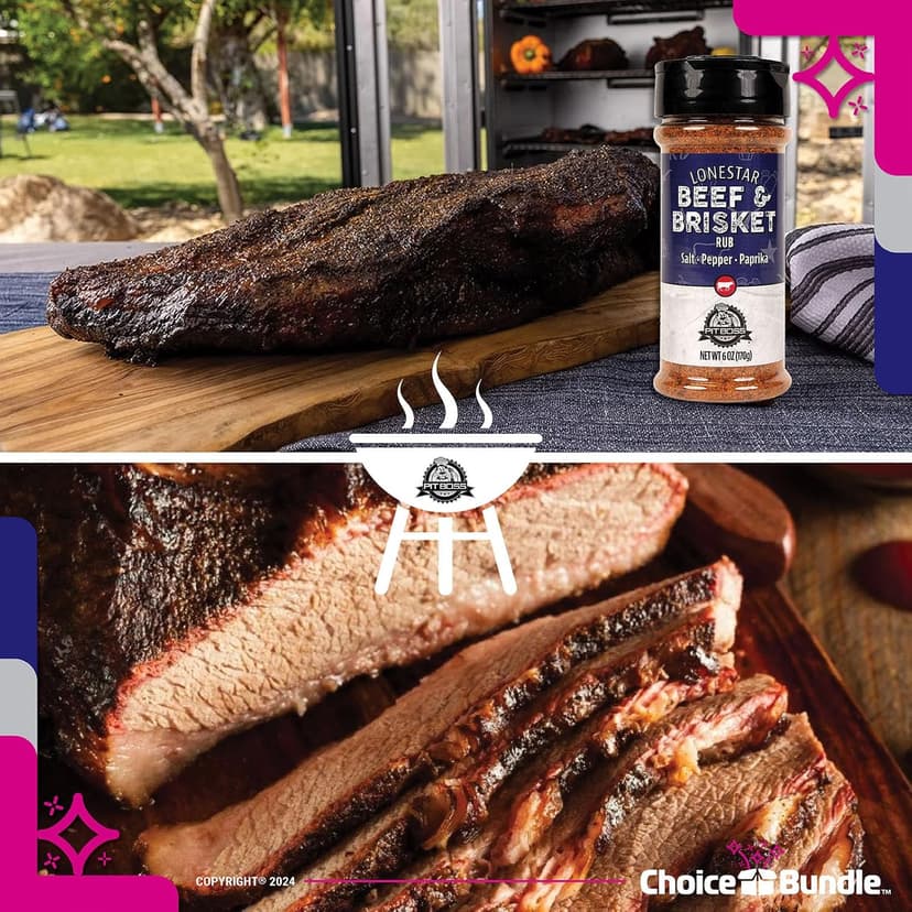 Pit Boss Lonestar Beef & Brisket - Texas Style Premium BBQ Barbecue Mixed Seasoning Spice & Rub 2 pk Choice Bundle (12 oz) + Guide & Bottle Opener (4 Items)!