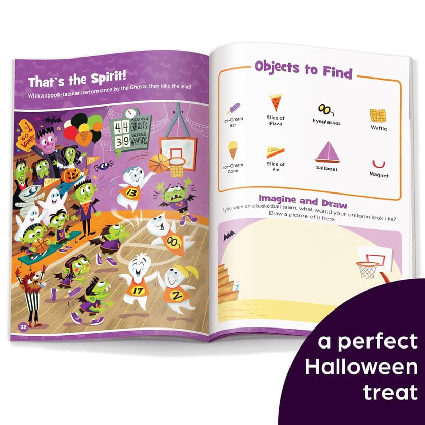 Halloween Hidden Pictures Puffy Sticker Playscenes: Halloween Activity Book for Kids 36 Featuring Over 175 Hidden Objects, 50 Reusable Puffy Stickers ... Games (Highlights Puffy Sticker Playscenes)