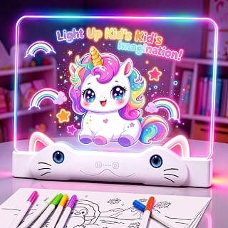 LED Drawing Board for Kids, 16" Rechargeable Glow Doodle Drawing Tablet with 13 Light Effects, Light Up Dry Erase Note Board, Birthday Gifts for Girls Boys Age 3-8, 7 Markers & Tracing Book B0H74R5T13