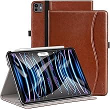 ZtotopCases for iPad Pro 12.9 6th/5th/4th/3rd Generation Case 2022/2021/2020/2018, Premium PU Leather Folio Cover, Auto Wake/Sleep, Multi Viewing Angles, Supports Pencil Pro and Touch ID, Brown