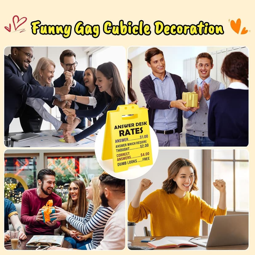 MBL Funny Office Decor Accessories - Answer Desk Rates, Gag Fun Cubicle Decoration Plaque Sign Gifts for Women Men Coworker Teammate Teacher Employee Bosses Appreciation Boss Day White Elephant