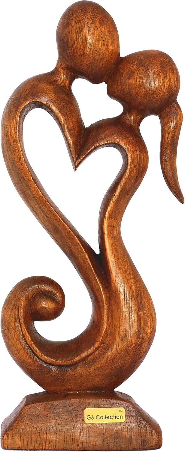 G6 COLLECTION 12" Wooden Handmade Abstract Sculpture Statue Handcrafted - Eternal Love - Gift Art Decorative Home Decor Figurine Accent Decoration Artwork Hand Carved