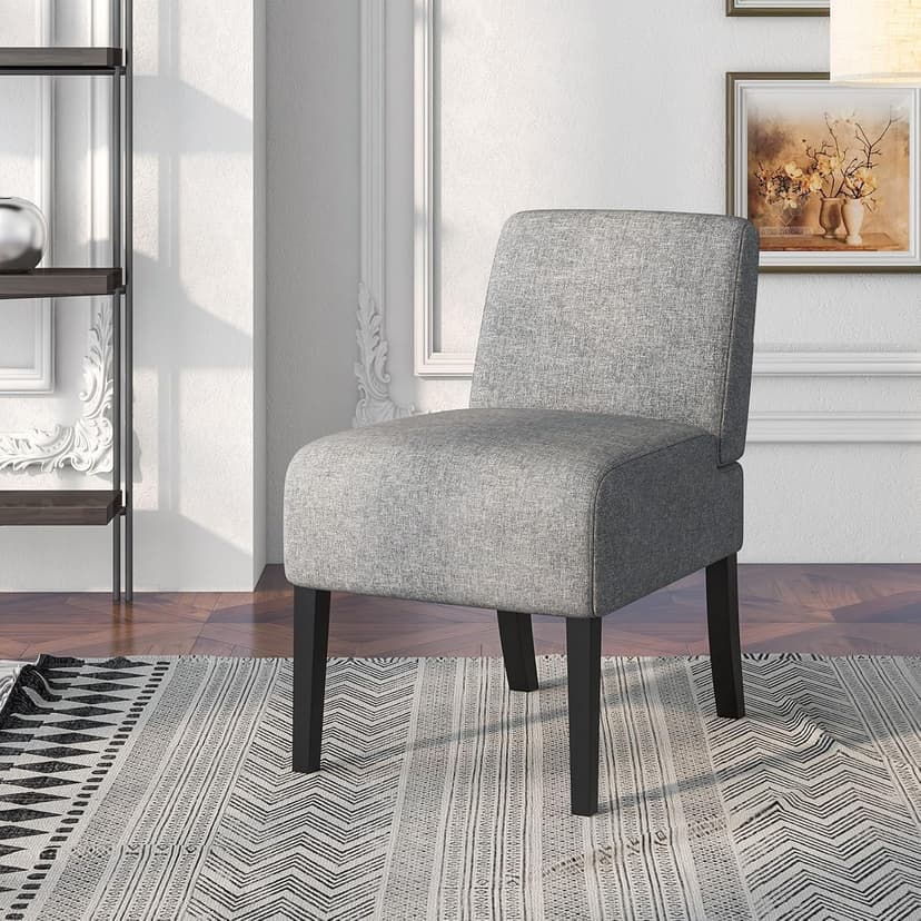 Giantex Armless Accent Chair Set of 2, Upholstered Living Room Chair with Rubber Wood Legs, Modern Slipper Side Chair, Reading Chair for Living Room, Bedroom, Waiting Room, Office, Small Spaces, Grey
