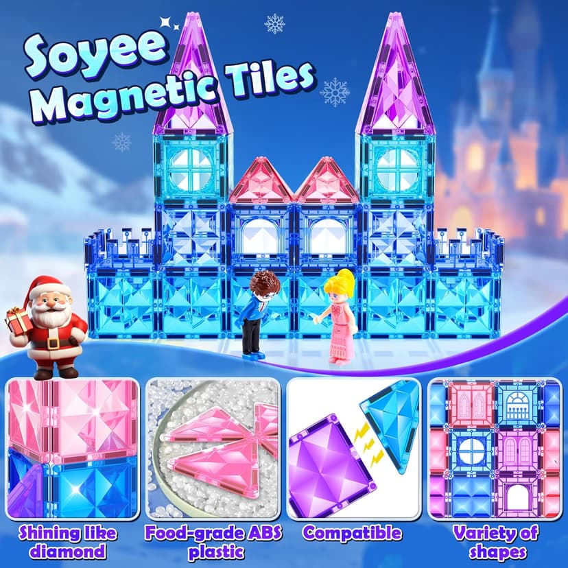 Soyee Diamond Magnetic Building Blocks - Princess Toys for 3-8 Year Old Girls & Boys - 3 4 5 6 Year Old Girl Birthday Xmas Present