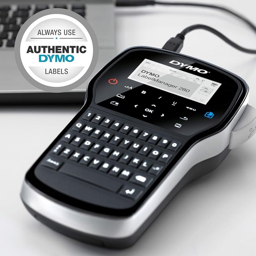 DYMO Label Maker LabelManager 280 Rechargeable Portable Label Maker Easy-to-Use One-Touch Smart Keys QWERTY Keyboard PC and Mac Connectivity For Home & Office Organization