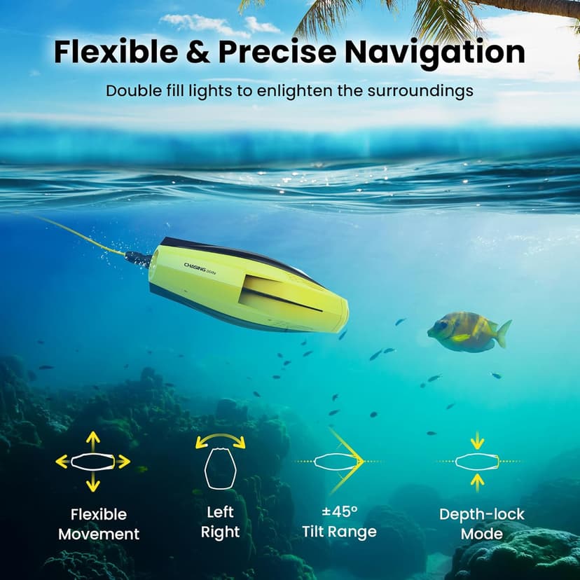 Chasing Dory Underwater Drone - Palm-Sized 1080p Full HD Underwater Drone with Camera for Real Time Viewing, APP Remote Control Green (Yellow)