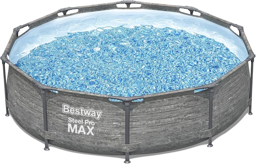 Bestway Steel Pro MAX 10' x 30" Above Ground Pool, Round Metal Frame Outdoor Swimming Pool Set with Filter Pump, Stacked Stone Print