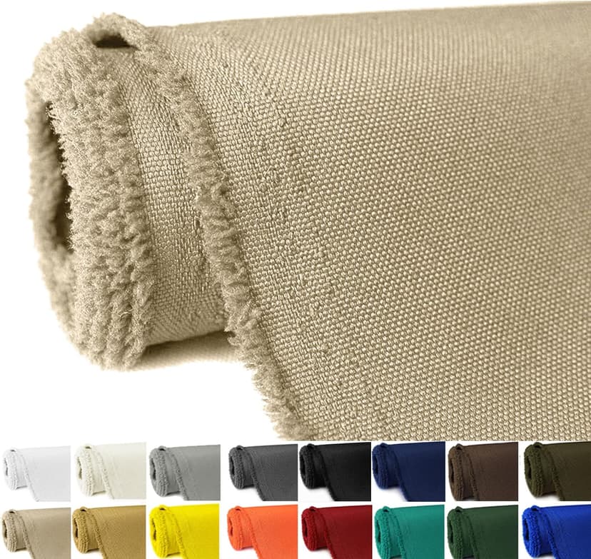 Waterproof Canvas Fabric by The Yard 58" W 600D Upholstery Polyester Material Indoor Outdoor Water Resistant Fabric for Chair Cushion Furniture Cover Sewing DIY Cloth, 1 Yard Khaki