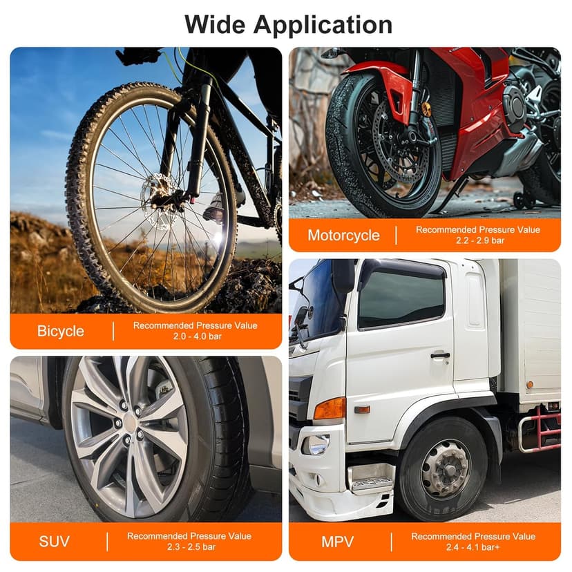 GODESON 1.5-Inch Bike Tire Pressure Gauge, Dual-Valve for Presta & Schrader Valves, 0-160 PSI/11 BAR with Gear Protection Sleeve, Fits MTB, Road, E-Bikes, Motorcycles & Trucks