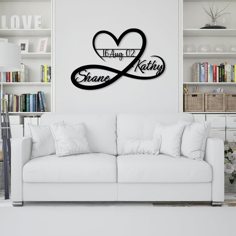 Personalized Valentines Metal Wall Sign, Custom Infinity Heart Love Couple Name Sign, Valentine's Wedding Gifts for Couples, Metal Engagement Sign, Home Decoration, Gift for Anniversary