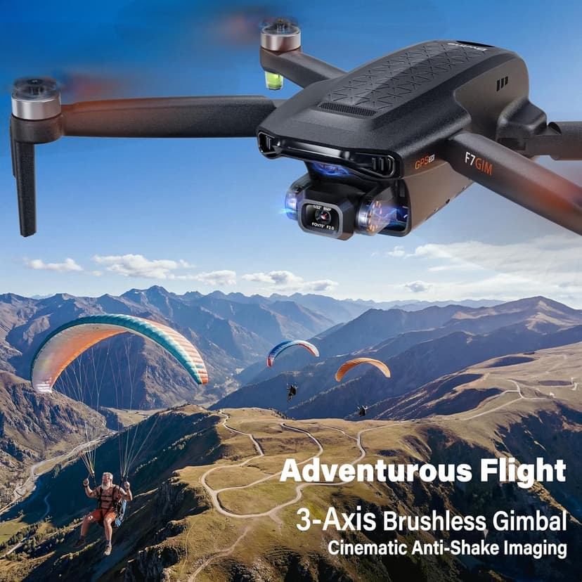 Bwine F7GIM 6K Photo Drone with Camera for Adults, 3-Axis Brushless Gimbal, 4K/30fps Video, GPS Smart Control, Plus 70Mins Flight Time, 10000Ft FPV Digital Transmission and TOF Safety Support
