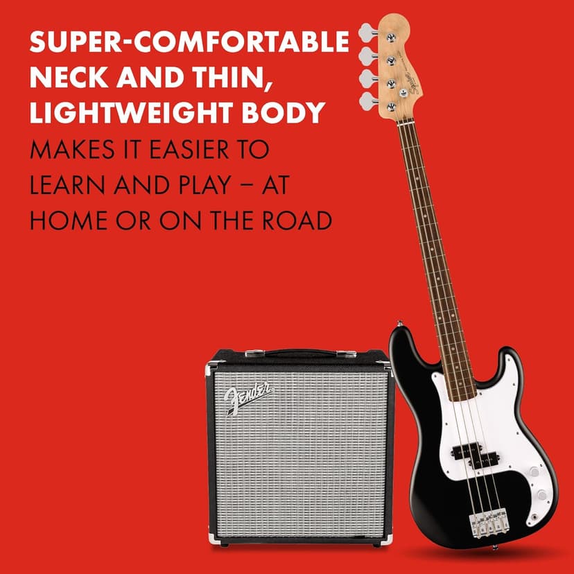 Fender Squier Debut Series Precision Bass Guitar, Beginner Guitar, with 2-Year Warranty, Includes Free Lessons, Black with Matte Finish