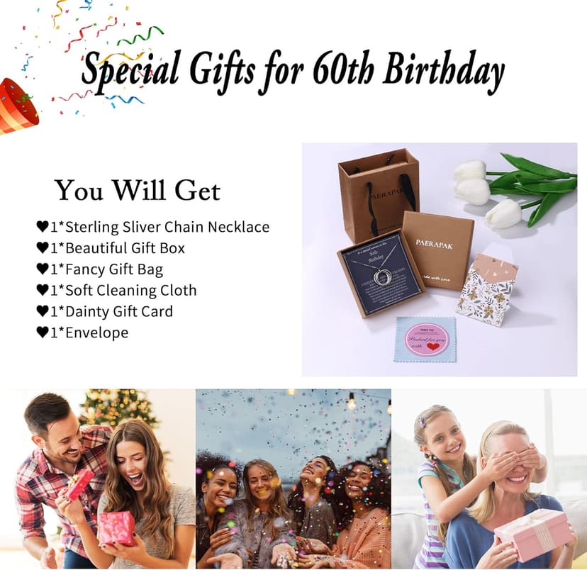 Birthday Gifts for Women, Sterling Silver Chain Circles Necklace 30th 40th 50th 60th 70th 80th 90th Birthday Necklace for Her Woman 30 40 50 60 70 80 90 Years Old Birthday Gifts for Women