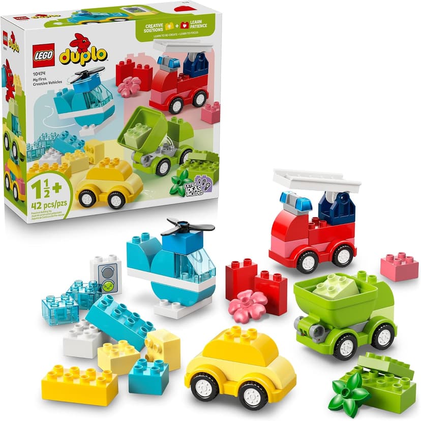 Building Toys for Boys & Girls, Ages 1.5+, Develops Fine Motor Skills, Learning Playset, 42 Pieces, Gift for Toddlers LEGO DUPLO My First Creative Vehicles 10474 B0FMS6DY4Q