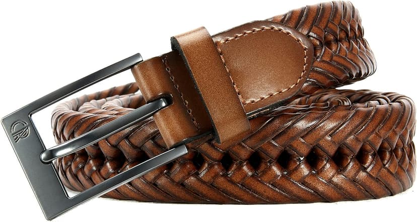 CHAOREN Leather Braided Belts for Men - 1 1/8" Mens Casual Woven Leather Belt for Dress Pant