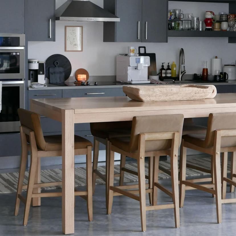 Nathan James Gracie Modern Counter Height Bar Stool with Back, Counter Stool Upholstered Chair with PU Leather and Brushed Wooden Legs, Light Brown, Set of 4