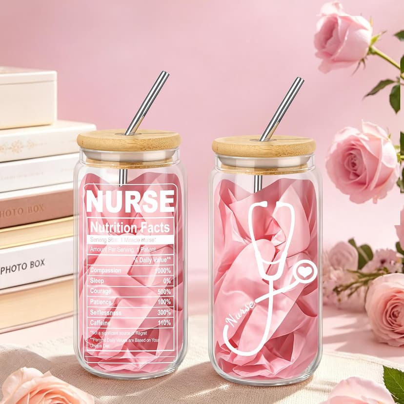 Nurses Week Gifts Birthday Gift for Nurses Gifts, Nursing Student with Canvas Bag Socks Affirmations Cards 16 Oz Can Glass DOGMEM Nurse Gifts Nurse Appreciation Gift Set for Women B0CY2C791K