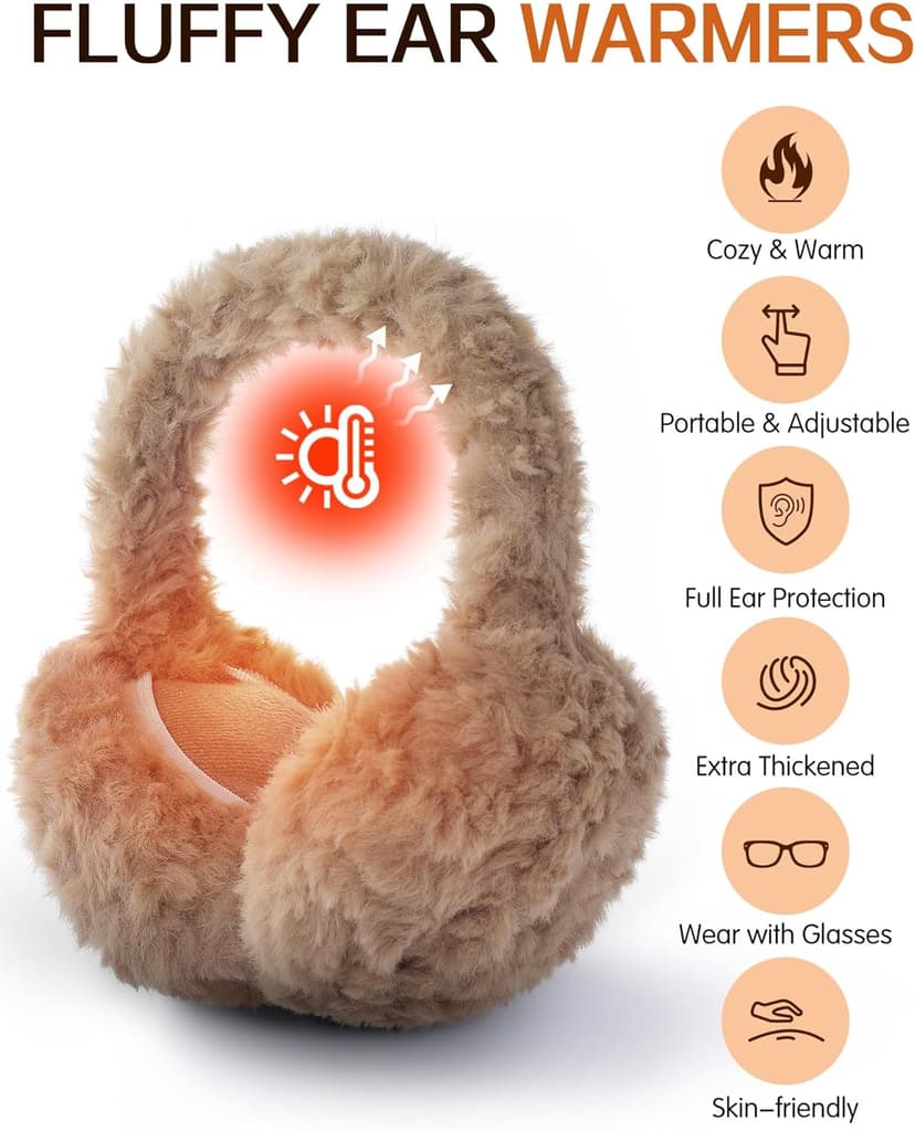 Trifabricy EarMuffs for Women Winter Faux Fur Warm Earmuffs Cute Foldable Ear Covers Cold Weather Fluffy Ear Warmers