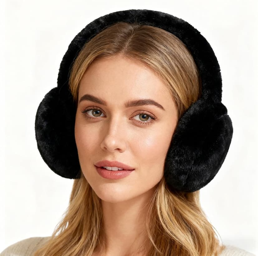 LZEDIRA Ear Muffs for Women Mens, Winter Faux Fur Earmuffs, Fluffy Cute Earmuffs, Foldable Ear Warmers for Mens Cold Outdoor