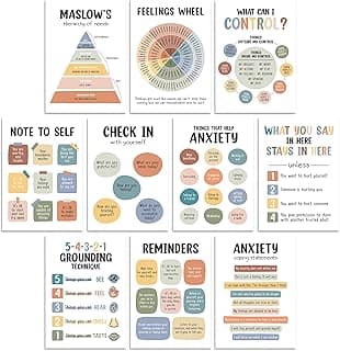 10 Pcs Care Mental Health Posters, Mental Health Matters Poster, Therapy Office Decor, Counseling Office Must Haves, School Counselor PR Colorful (Colorful)