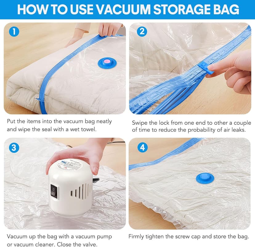 10 Pack Travel Vacuum Storage Bags With Electric Pump, Vacuum Seal Bags for Clothing, Vacuum Sealer Bags for Luggage, Travel Essentials