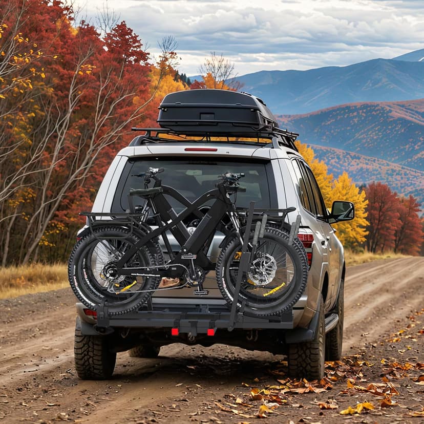 Bike Rack for Car,200lbs Capacity for 2 EBike with Anti Theft Lock Foldable Tilt Design Hitch Bike Rack,Up to 5-Inch Fat Tire for 2'' Receiver